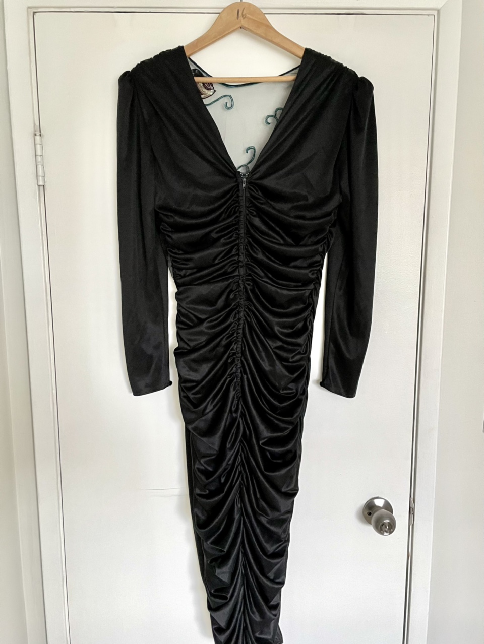 Vintage Black Sequin & Bead Embellished Long Sleeve Dress - photo 5