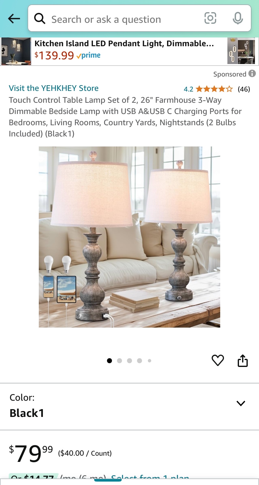 Set of 2 Touch Control Table Lamps - photo 5