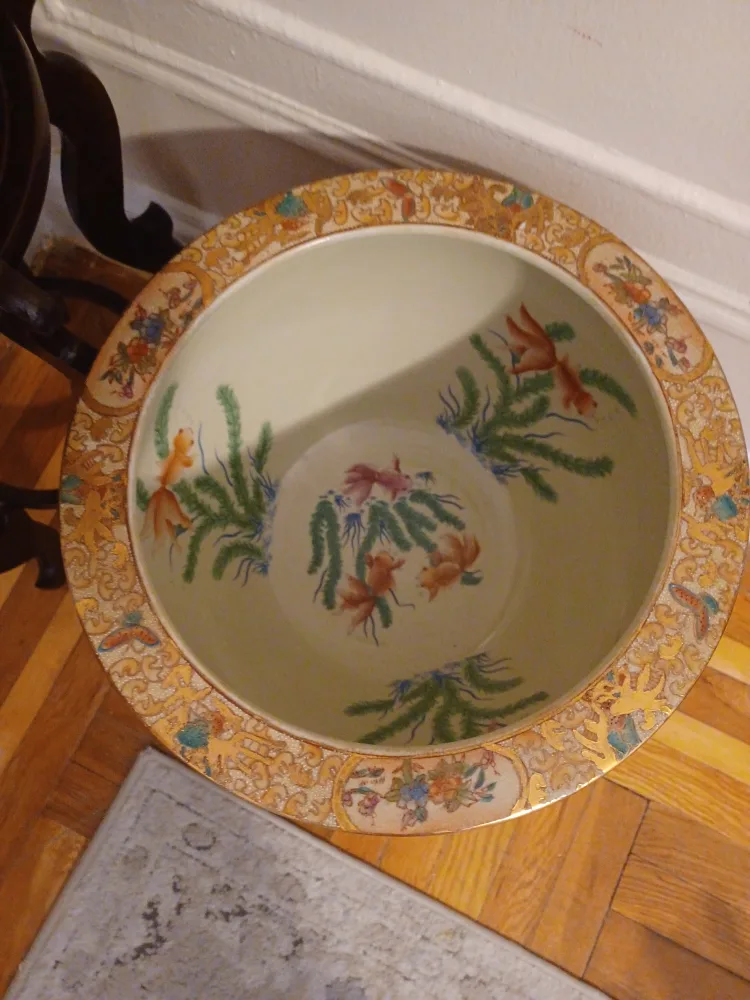 Antique Satsuma LARGE Porcelain Planter w/ stands image indicator(3)