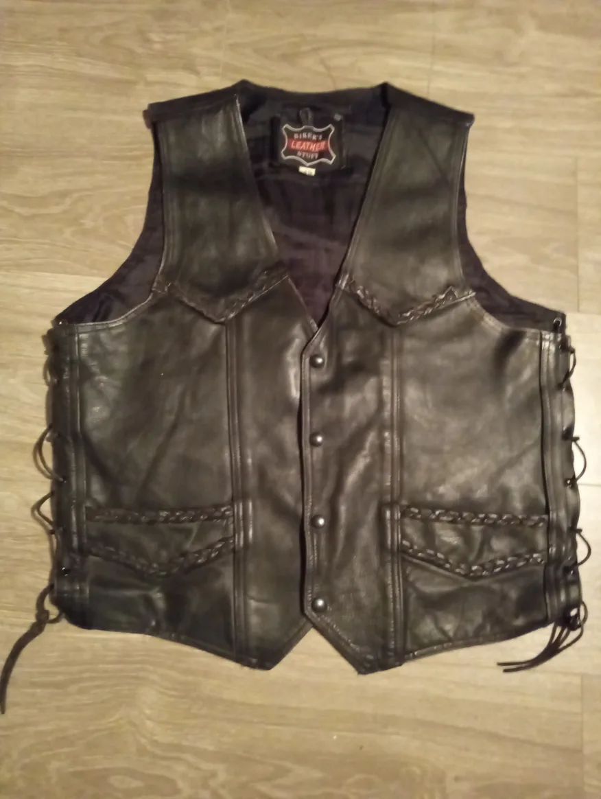 Black Biker's Leather Vest thumbnail