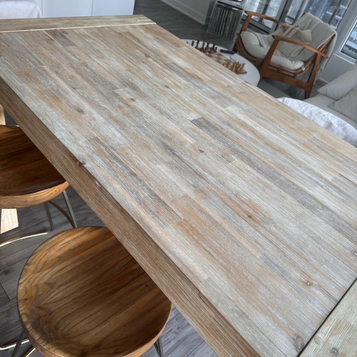 Real Wood Bar Table & 2 Elm Wood + Metal Bar Stools - photo 3