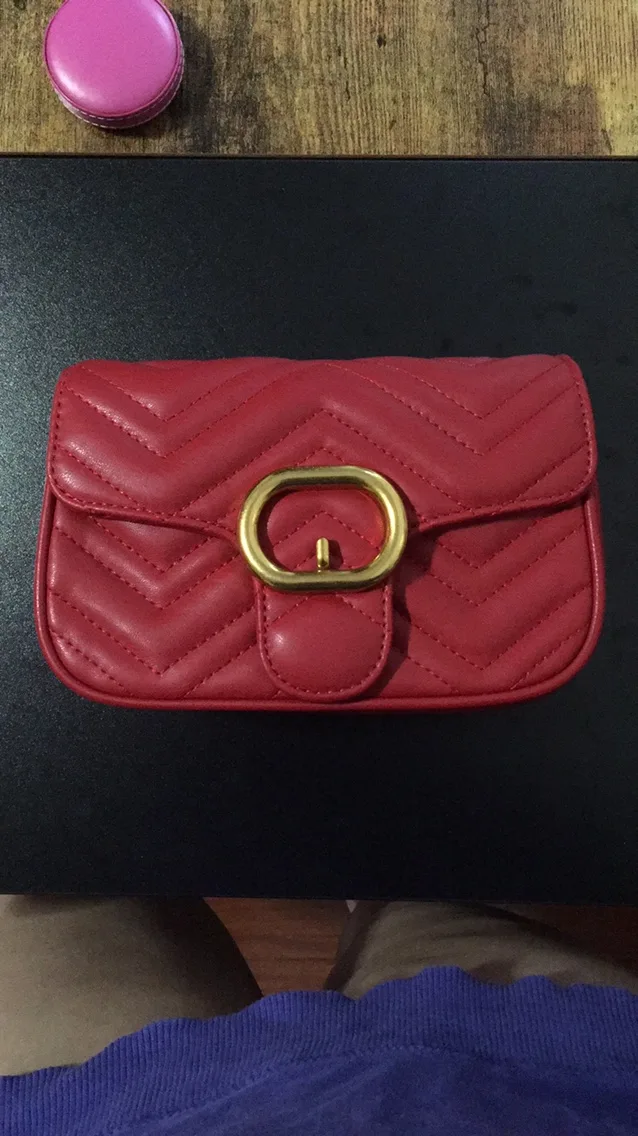 Red Quilted Chain Crossbody Bag thumbnail