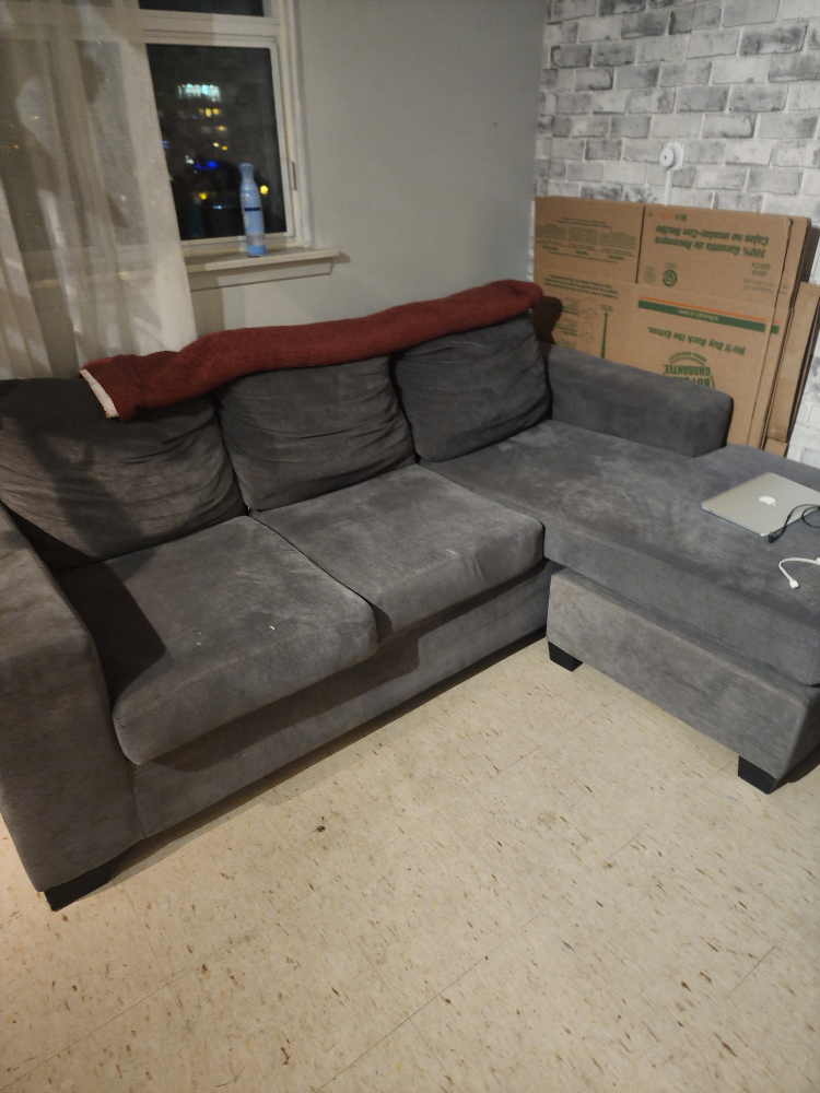 Grey Sectional Sofa with Ottoman