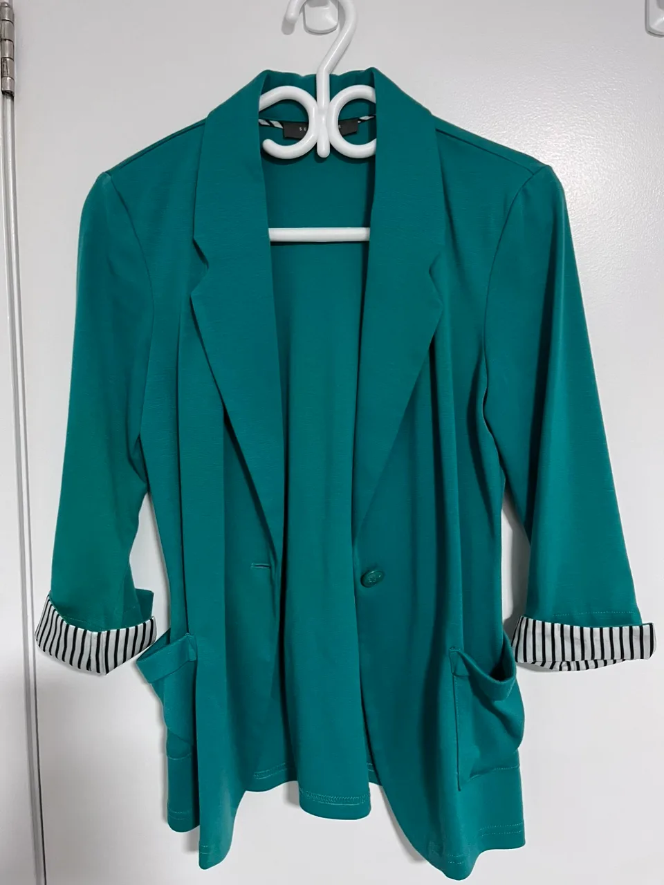 Green Blazer with Striped Cuffs thumbnail