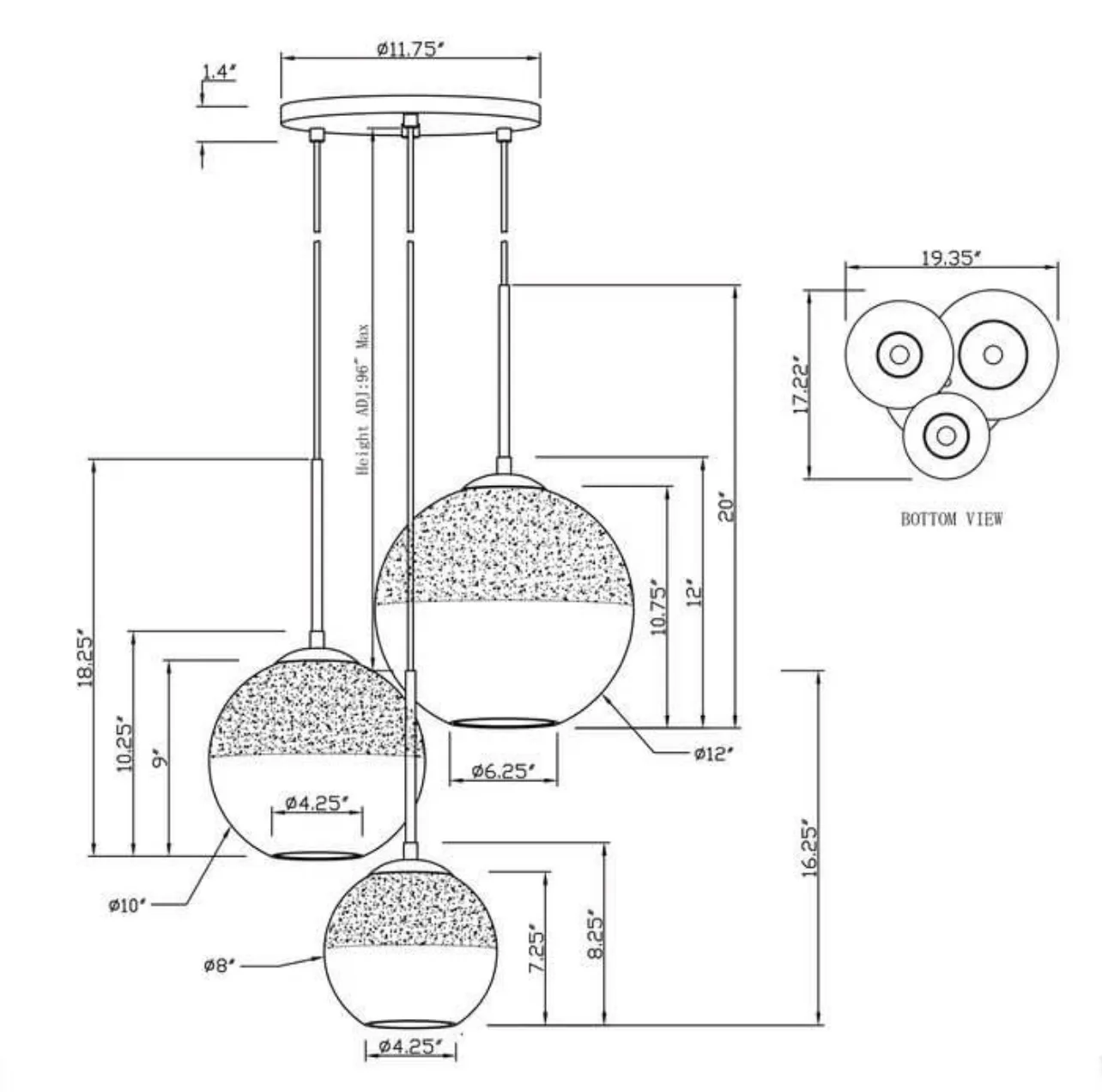 Forte Lighting 3-Light Globe Pendant image indicator(7)