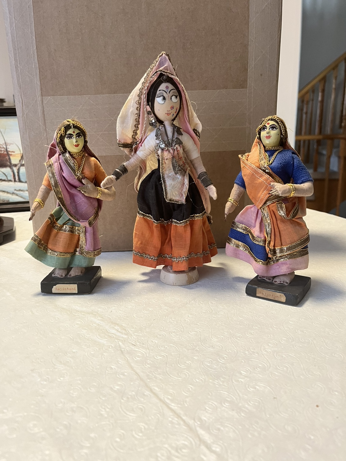 Set of 3 Vintage Indian Dolls - Rajistani