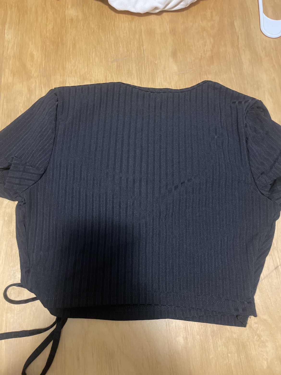 Black Crop Top with Tie - photo 2