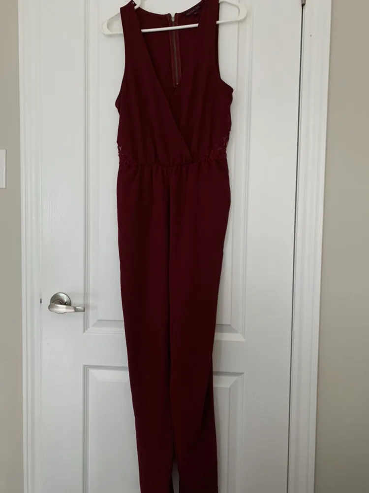 New Burgundy Jumpsuit size medium thumbnail