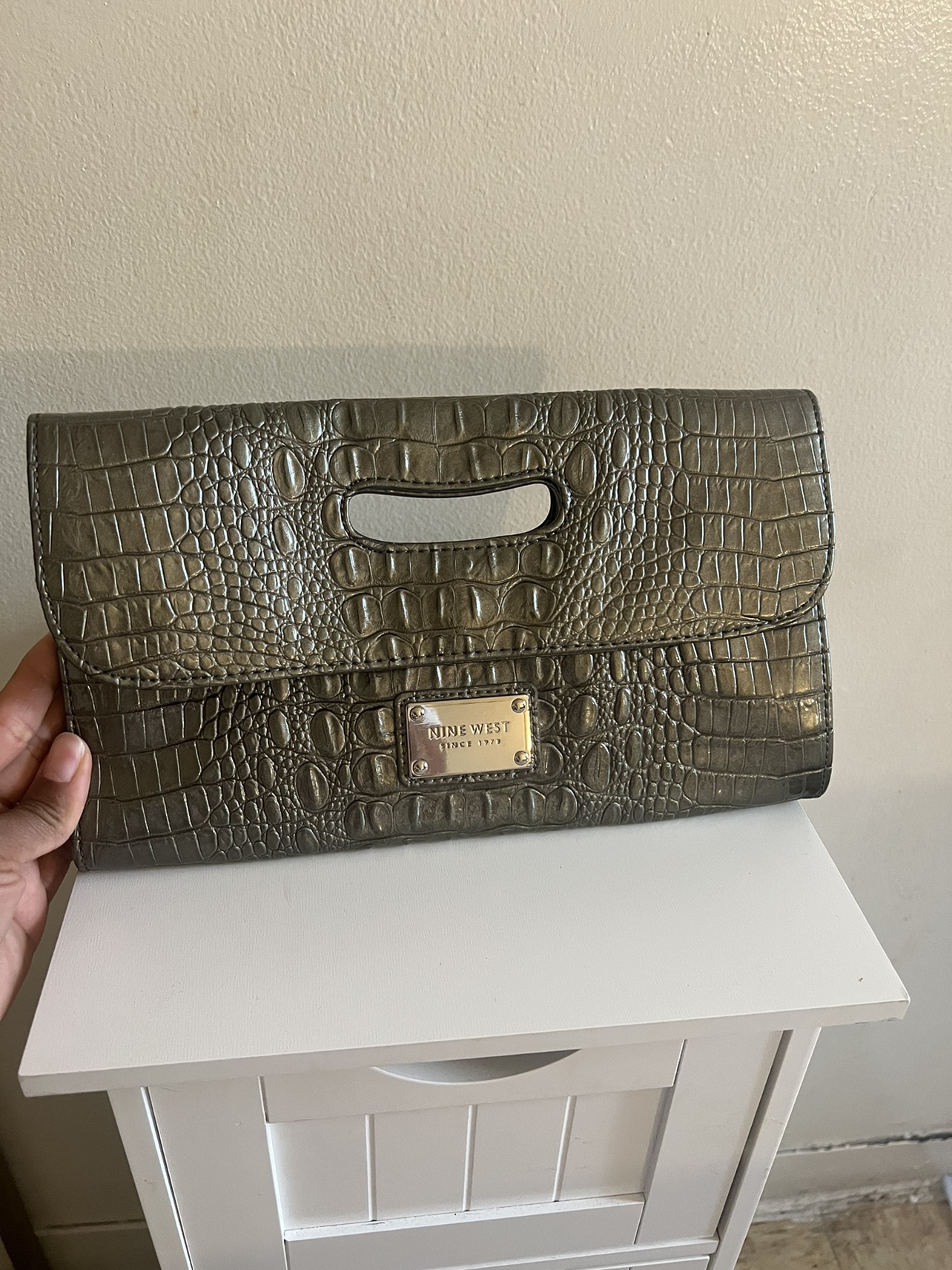 Nine West Crocodile Embossed Clutch