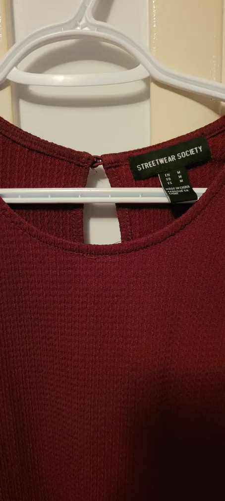 Burgundy Long Sleeve short dress image indicator(2)