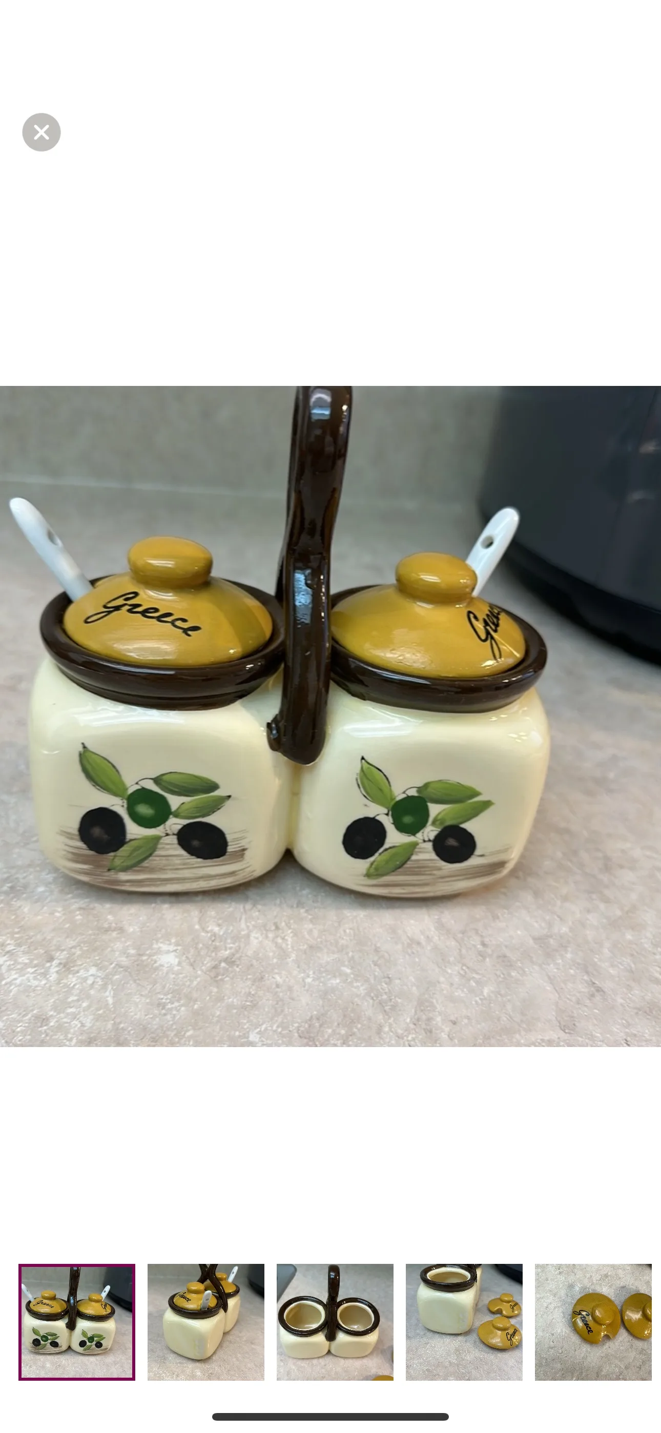 Vintage Jam Caddy with Spoons orange and Cream Double Caddy image indicator(9)