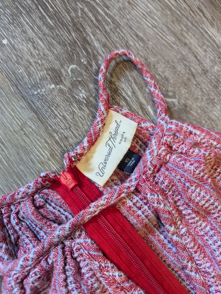 XS Red and White Striped Summer Dress image indicator(2)