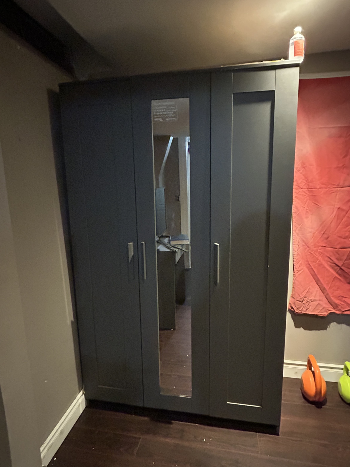 Grey Wardrobe with Mirror