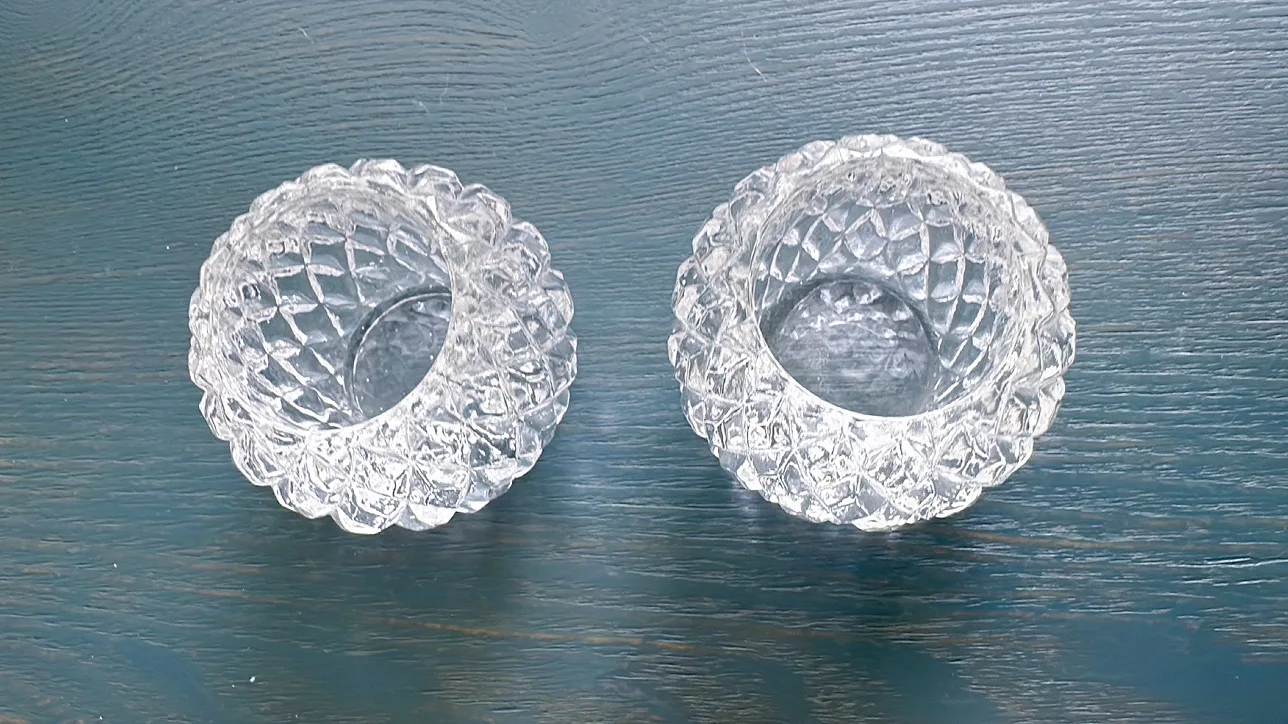 SET of 2 Clear Glass Tealight Candle Holders image indicator(3)