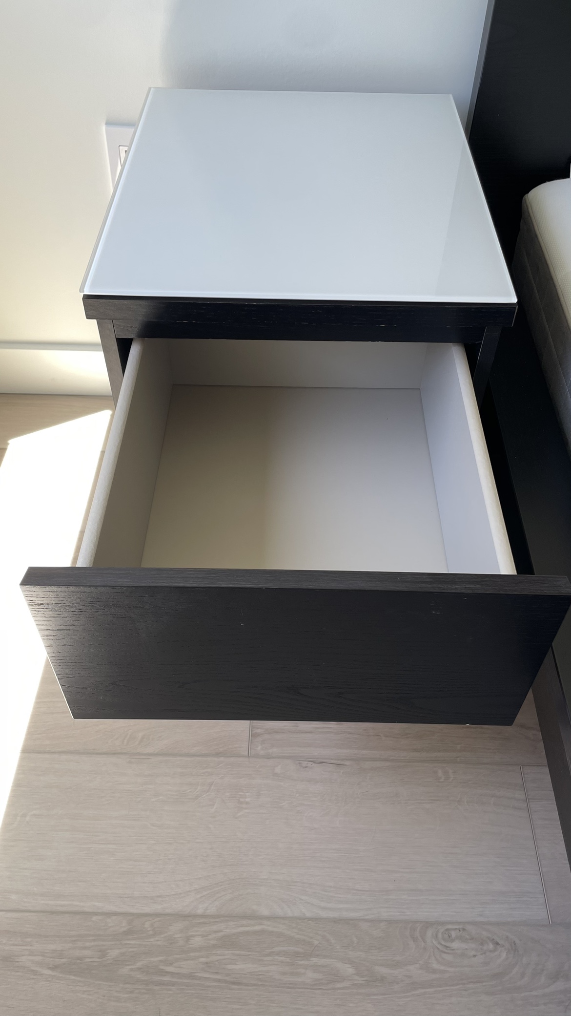 IKEA Malm Black Nightstand with Glass Top (1 of 2) - photo 3