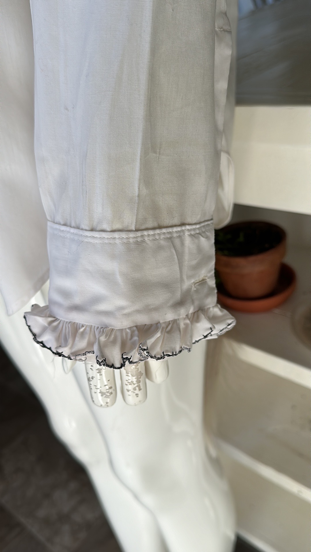 White Dress Shirt with Black Ruffle - photo 4