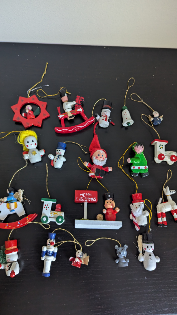 Vintage Wooden Christmas Ornaments Lot