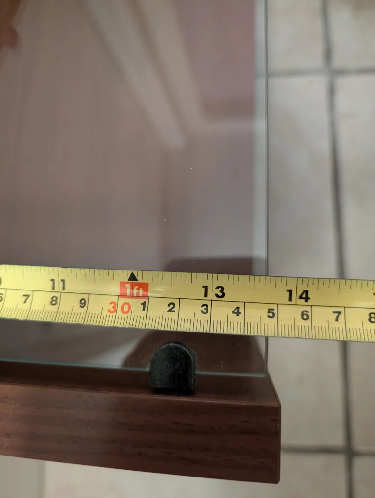 Wood table with glass pane image indicator(5)