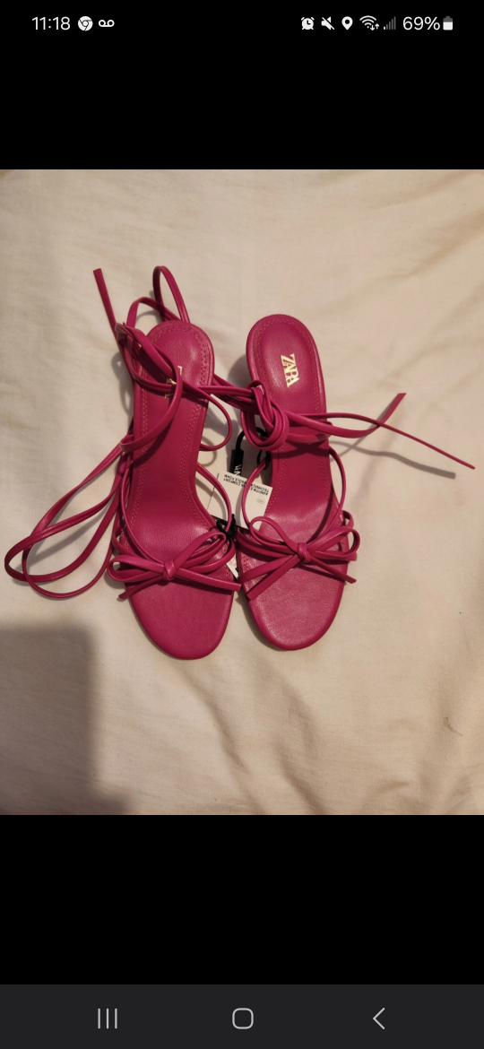 Zara Pink Heels with Wrap around straps - photo 2