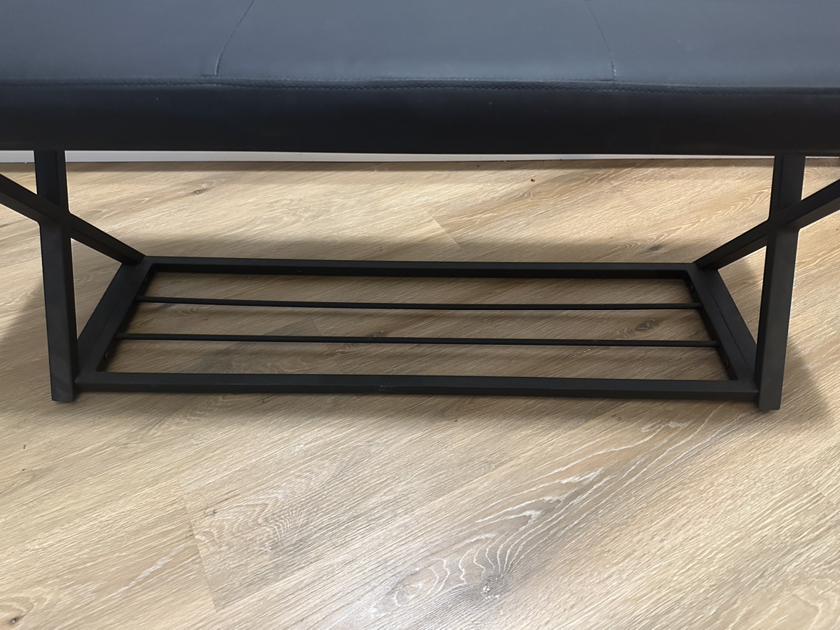Black Faux Leather Entryway Bench - Excellent Condition - photo 4