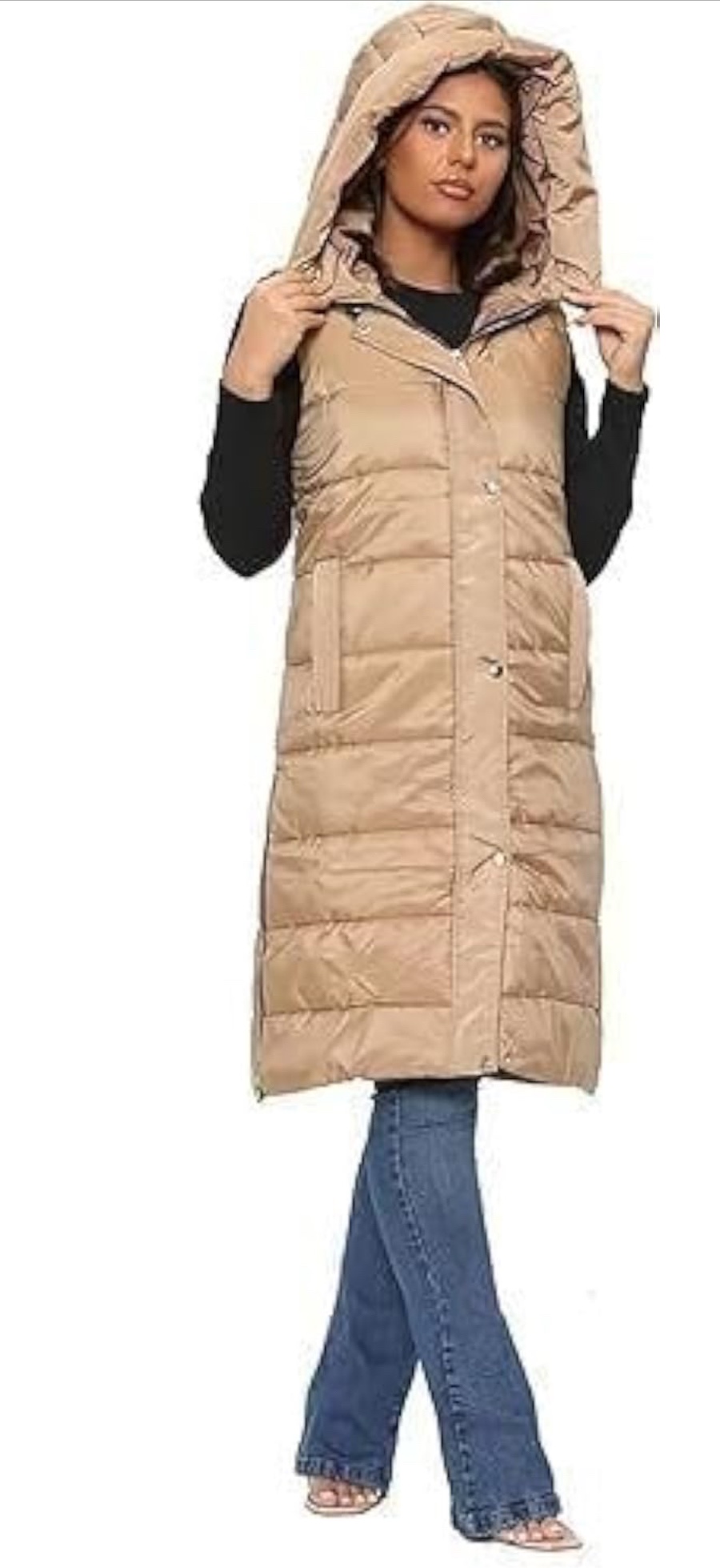 NEW! Sleeveless Quilted Hooded Long Puffer Vest - photo 2