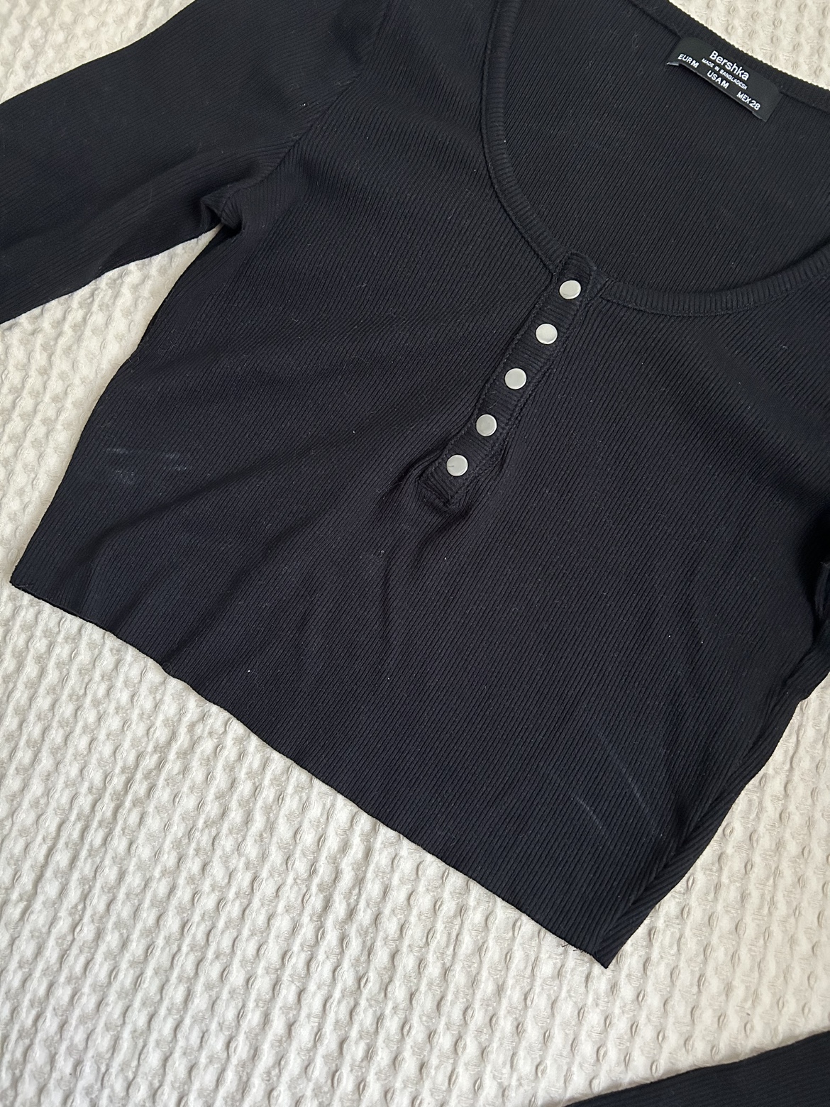 Bershka Black Long Sleeve Crop Top - photo 4