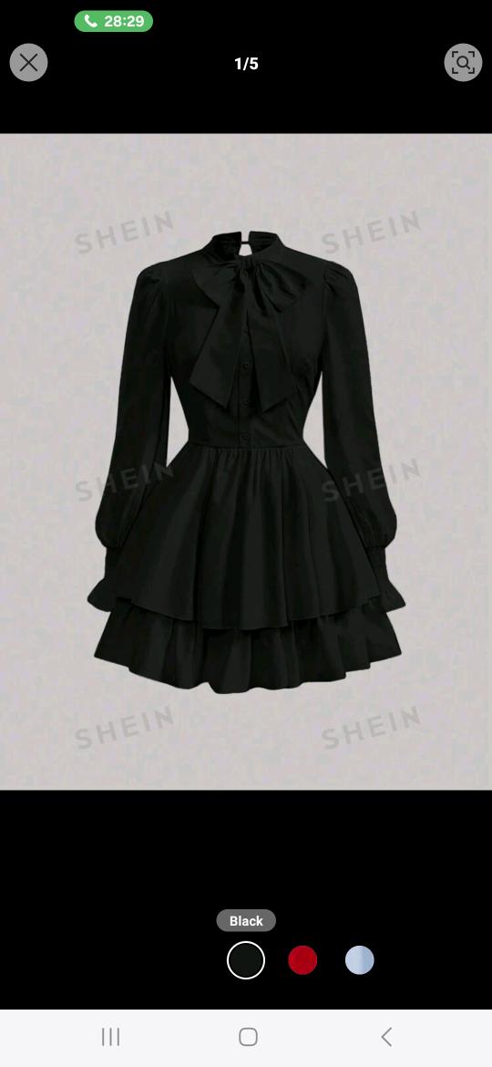 Black Bow Long Sleeve Dress