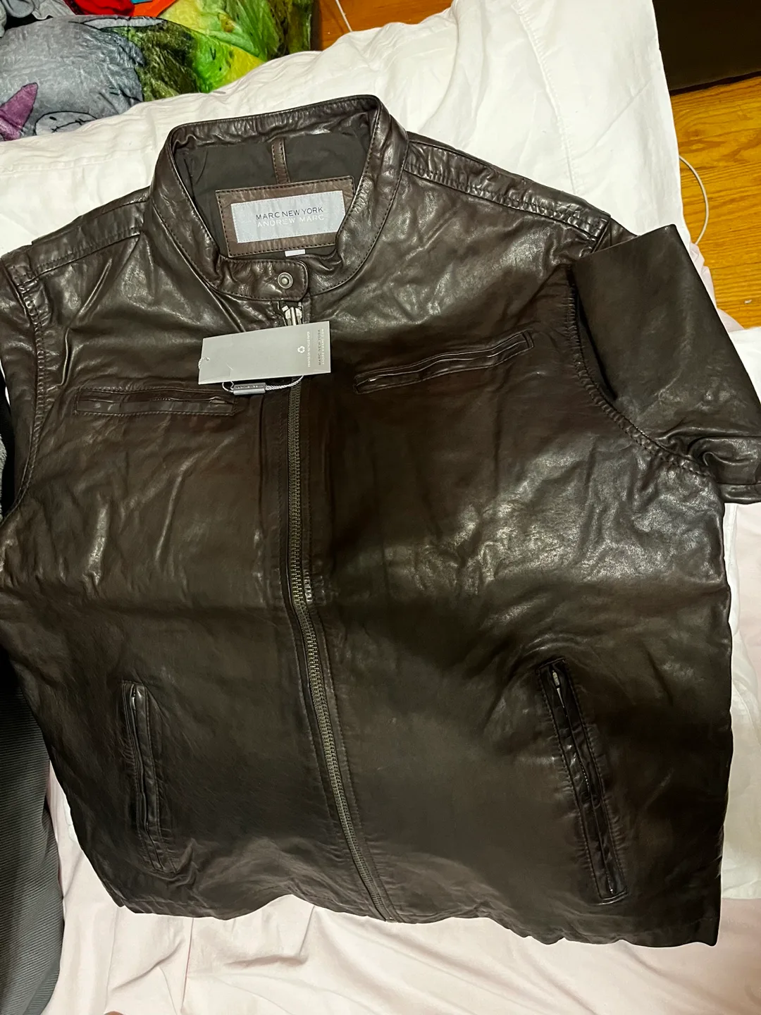 Marc New York Andrew Marc Leather Jacket Size 2XL image indicator(4)