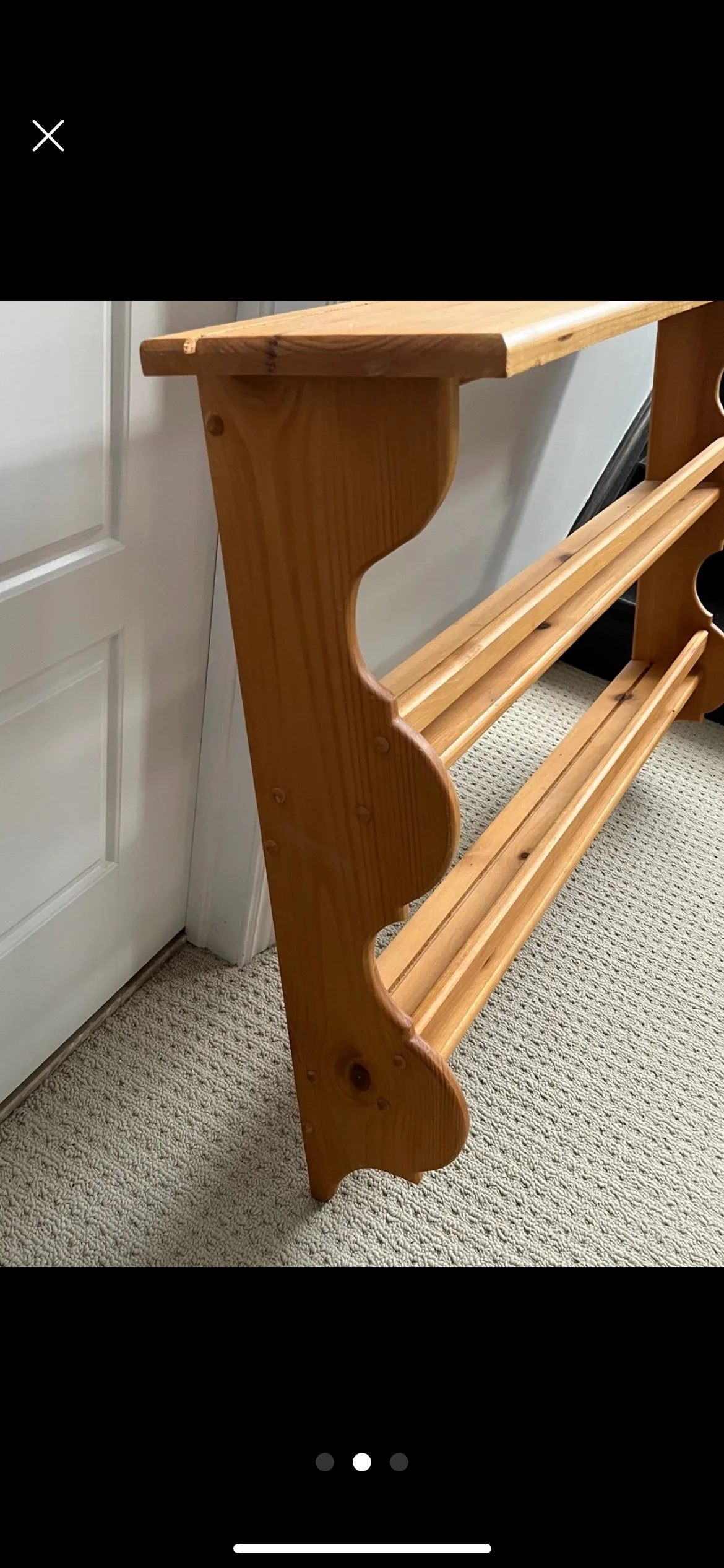 Knotty pine 3 tier shelf in like new condition image indicator(2)