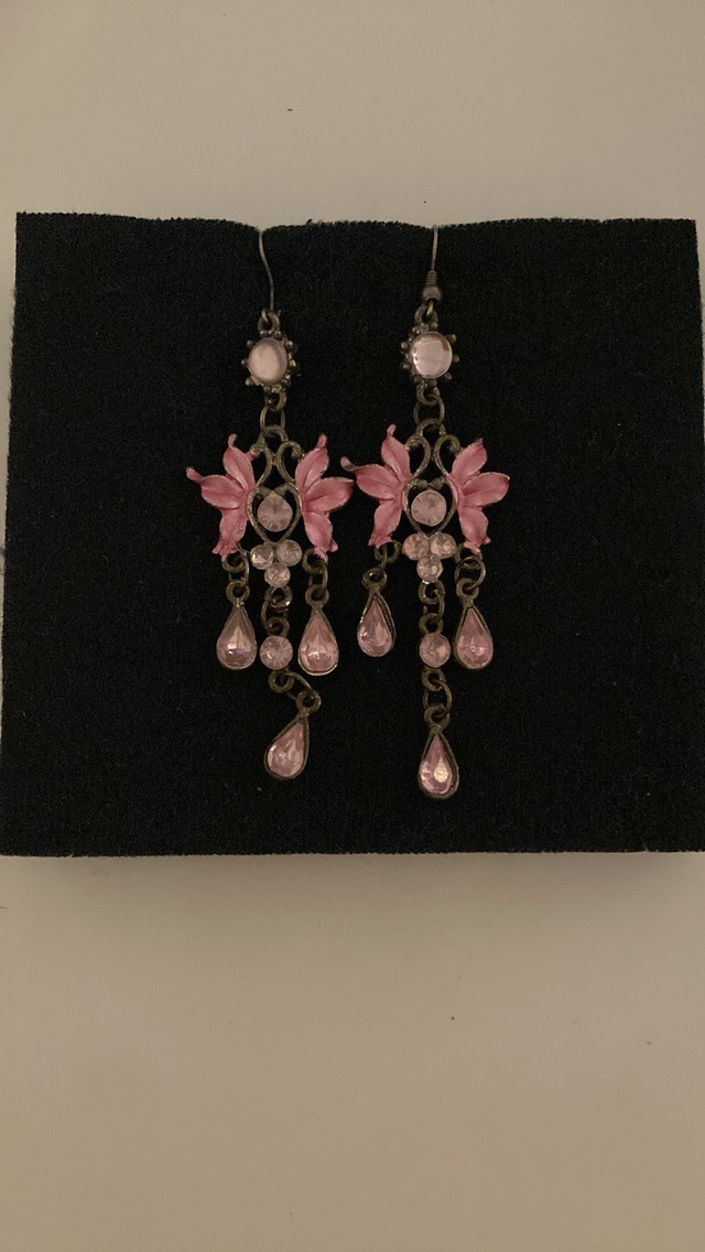 Pink Flower Dangle Earrings