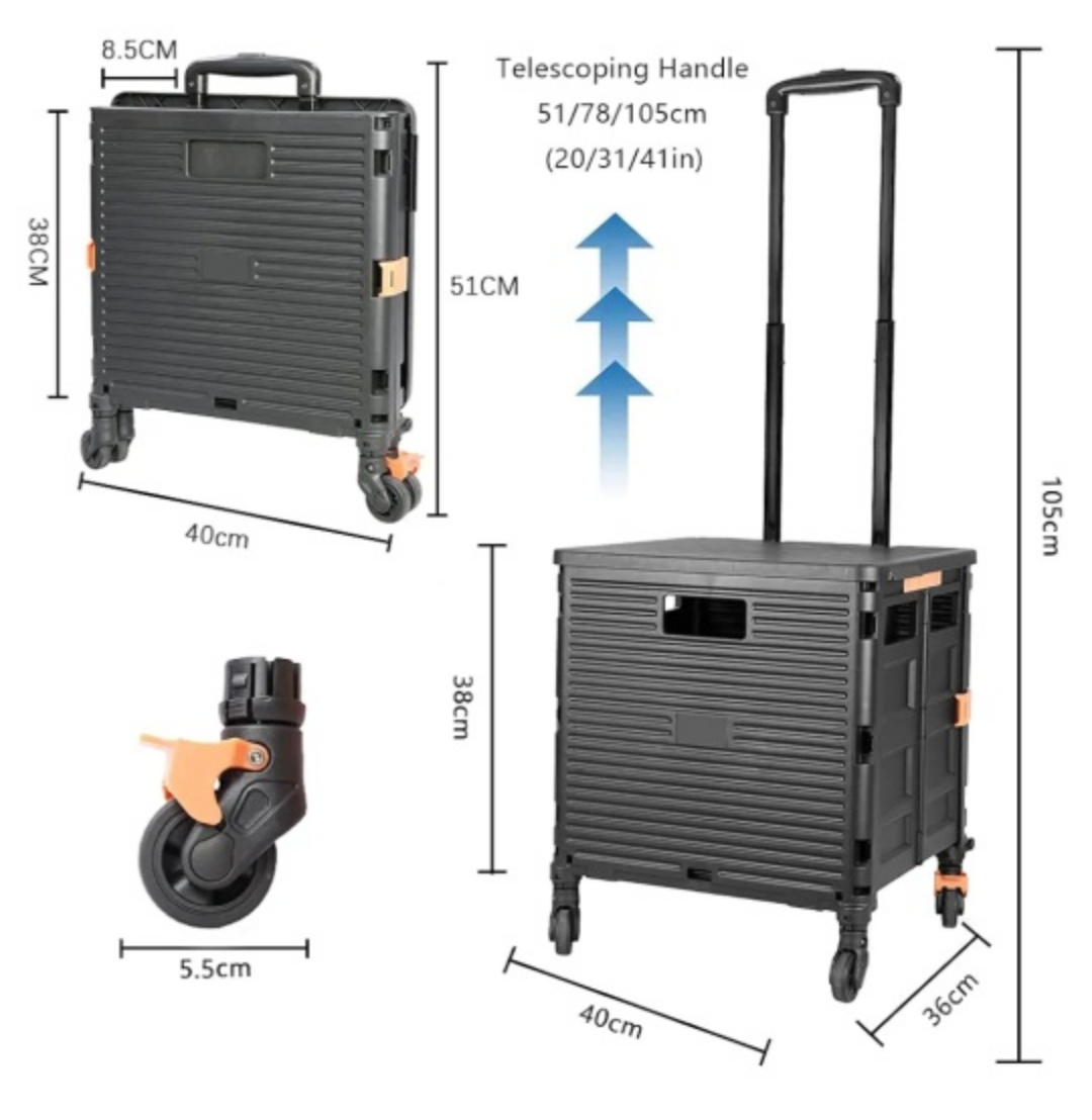 Rolling Shopping Cart, Foldable - photo 4