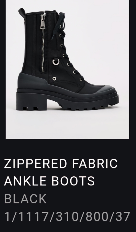 Zara Black Zippered Ankle Boots (37)