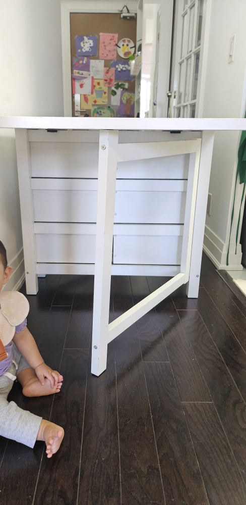 White Fold-Away Table with Storage - photo 2