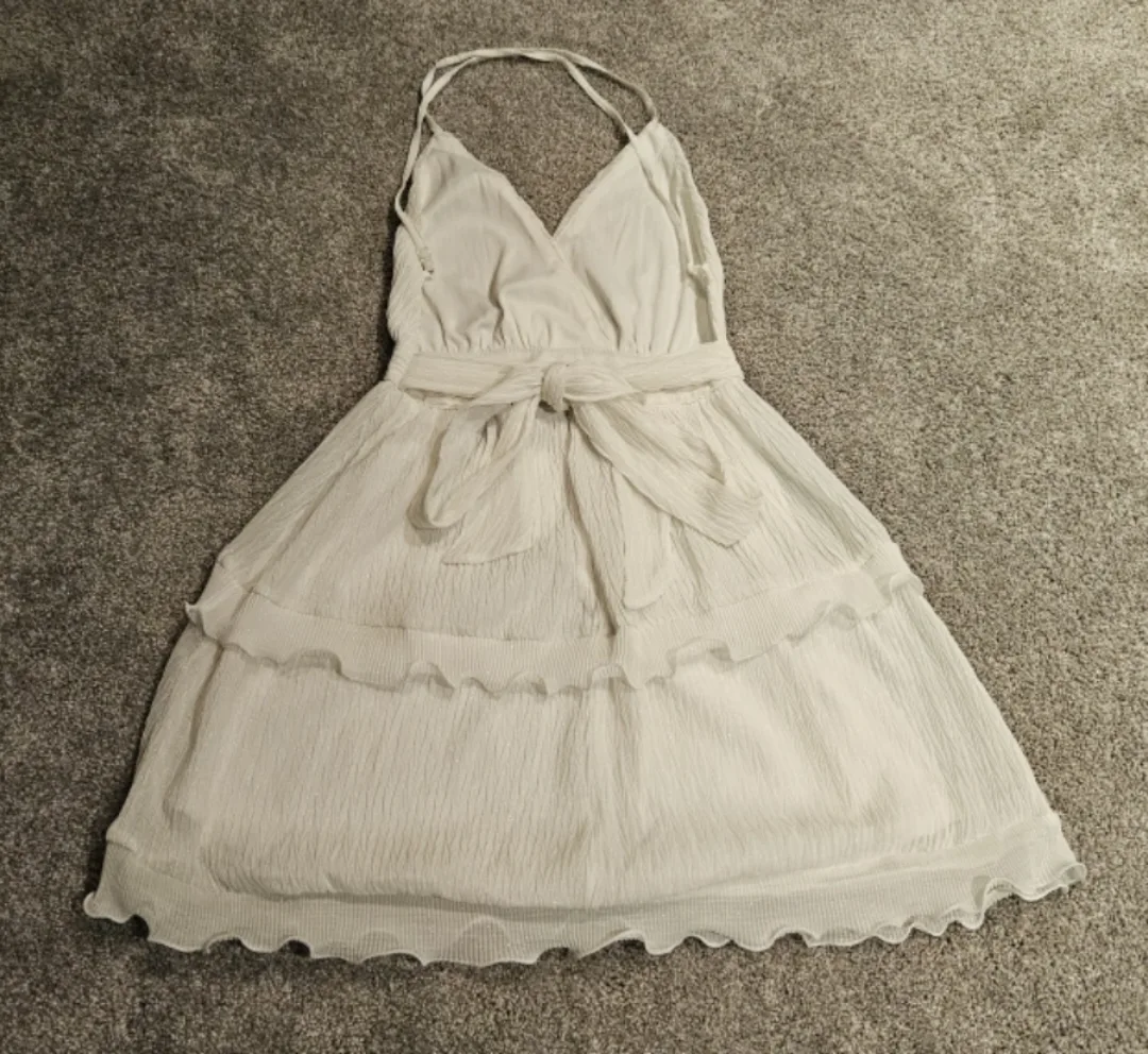 White sparkly Halter Dress image indicator(3)