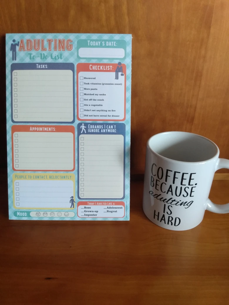 Adulting To Do List and Coffee Mug
