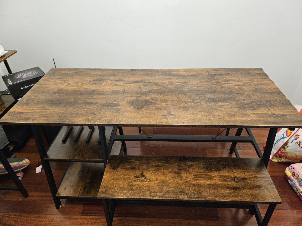 Rustic brown Dining Table and Bench Set