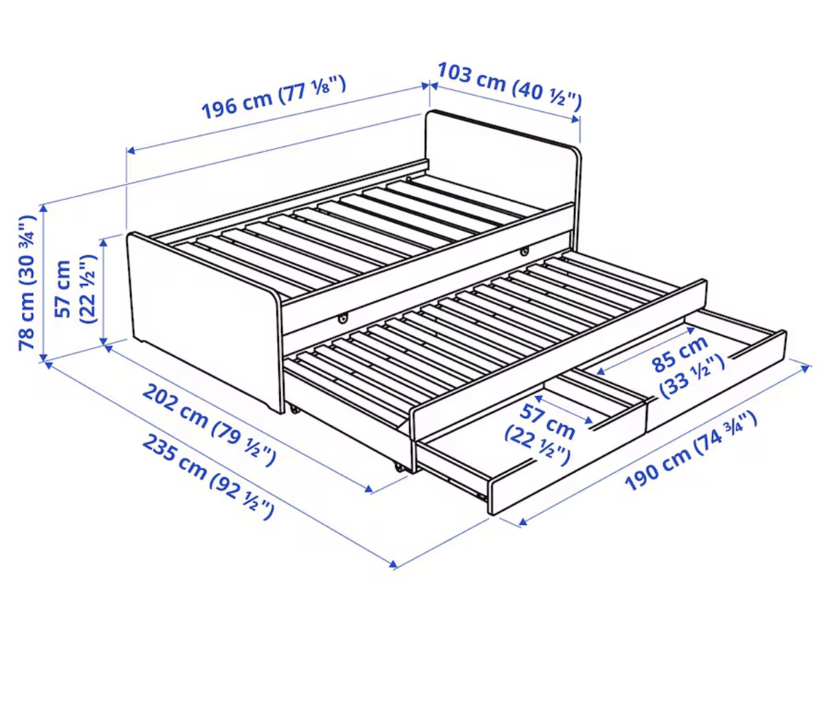 Ikea SLÄKT Bed frame w/pull-out bed + storage (twin) - photo 2