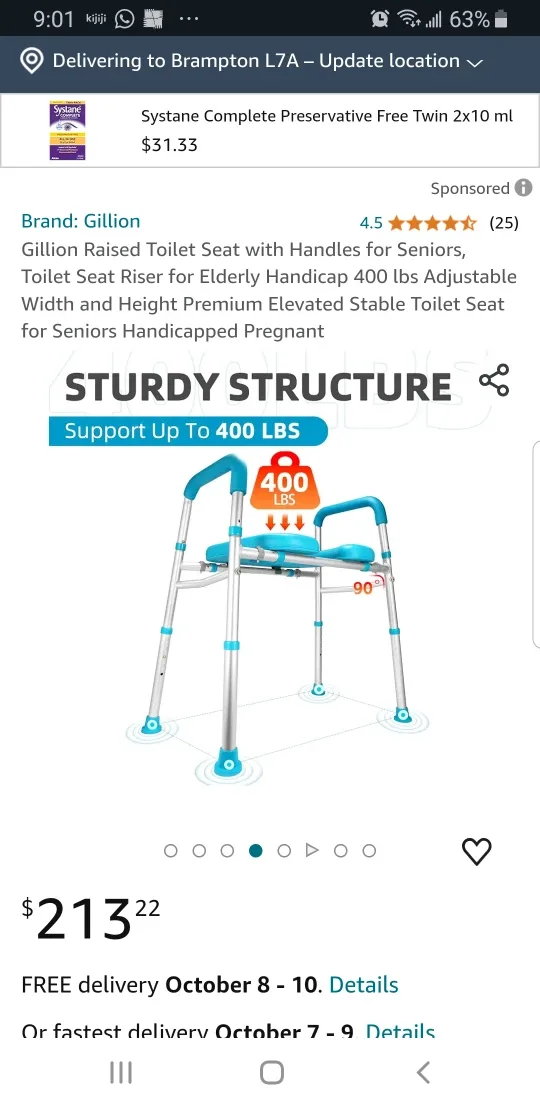 Gillion Raised Toilet Seat with Handles, brand new image indicator(4)