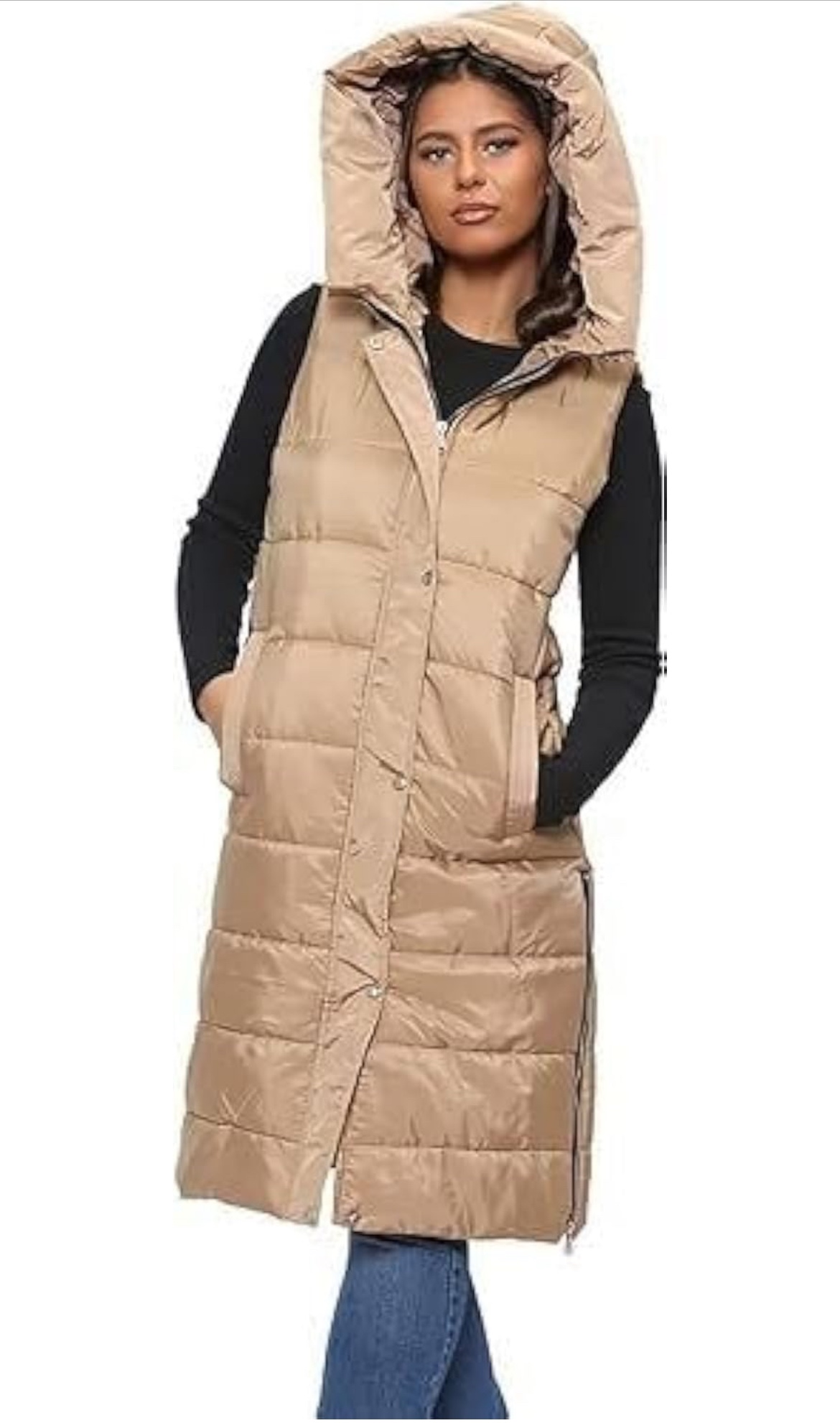 NEW! Sleeveless Quilted Hooded Long Puffer Vest - photo 4