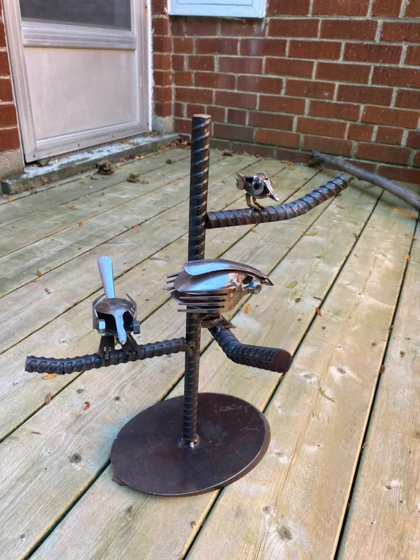 Metal Bird Sculpture - Bird Tree