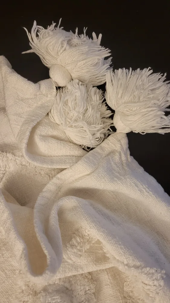 White Throw Blanket with Tassels image indicator(4)