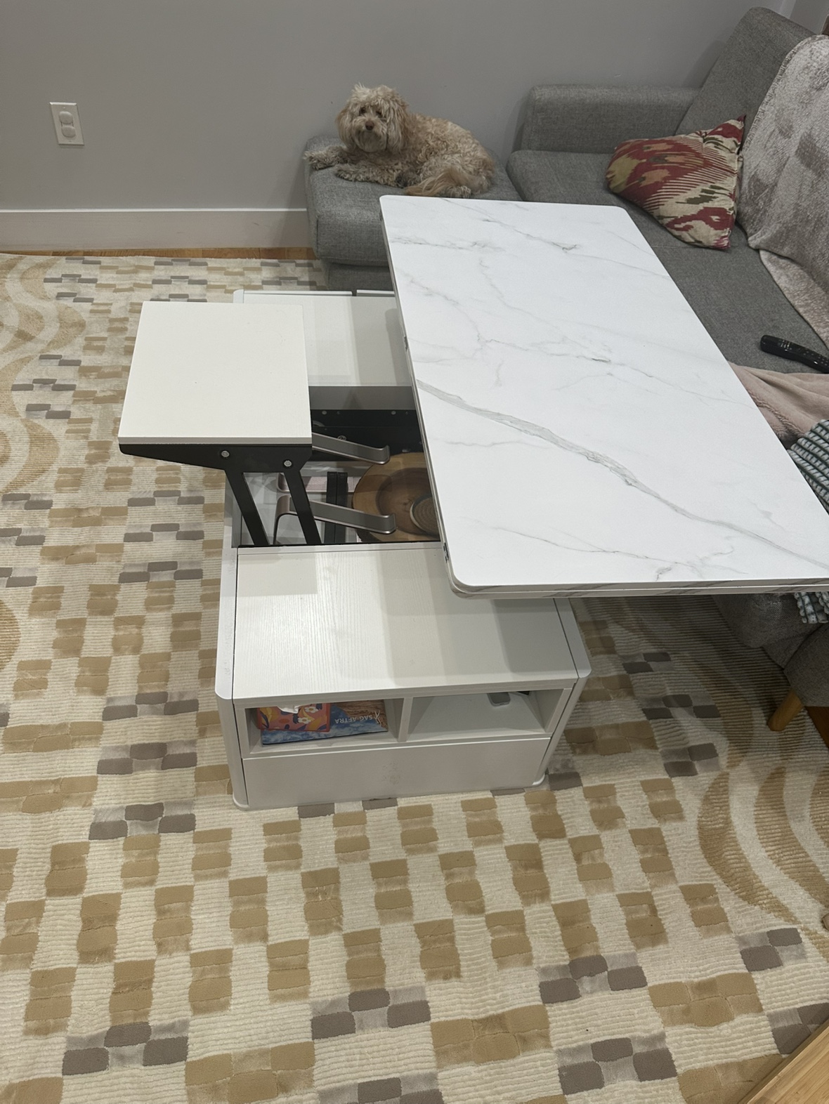 White Wood Lift-top Coffee Table - photo 5