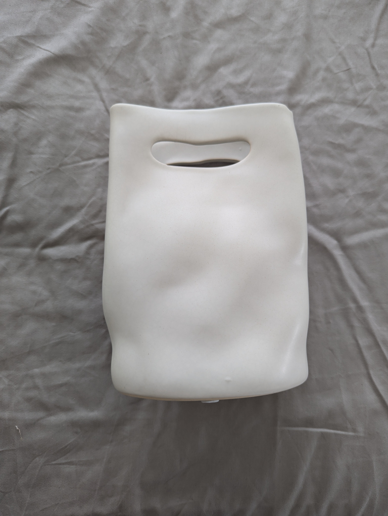 White Ceramic Paper Bag Shaped Vase - photo 2