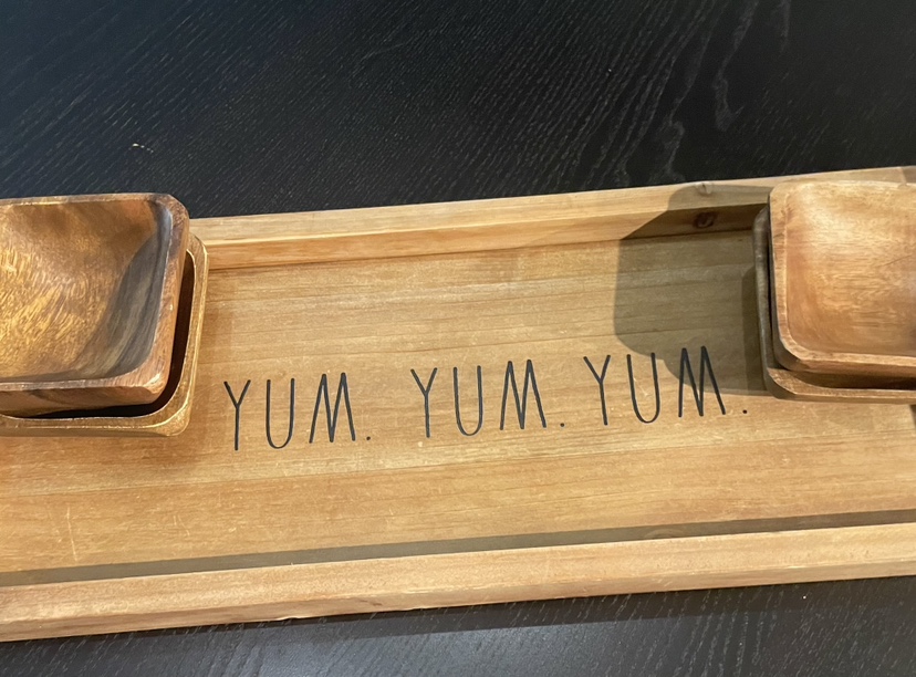 Wooden Serving Tray with Bowls