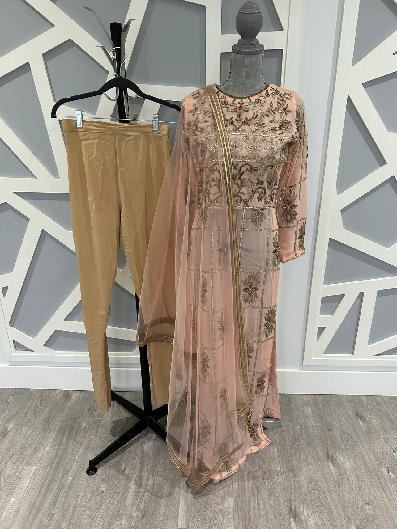 Peach Embroidered  Salwar Kameez with Dupatta image indicator(3)