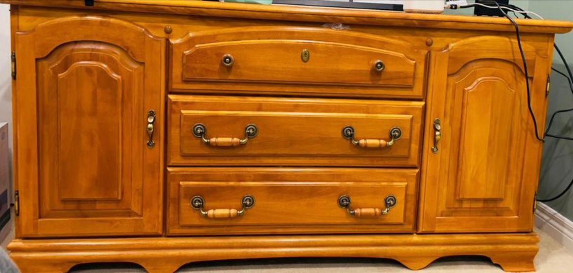 Wood Chest with Drawers