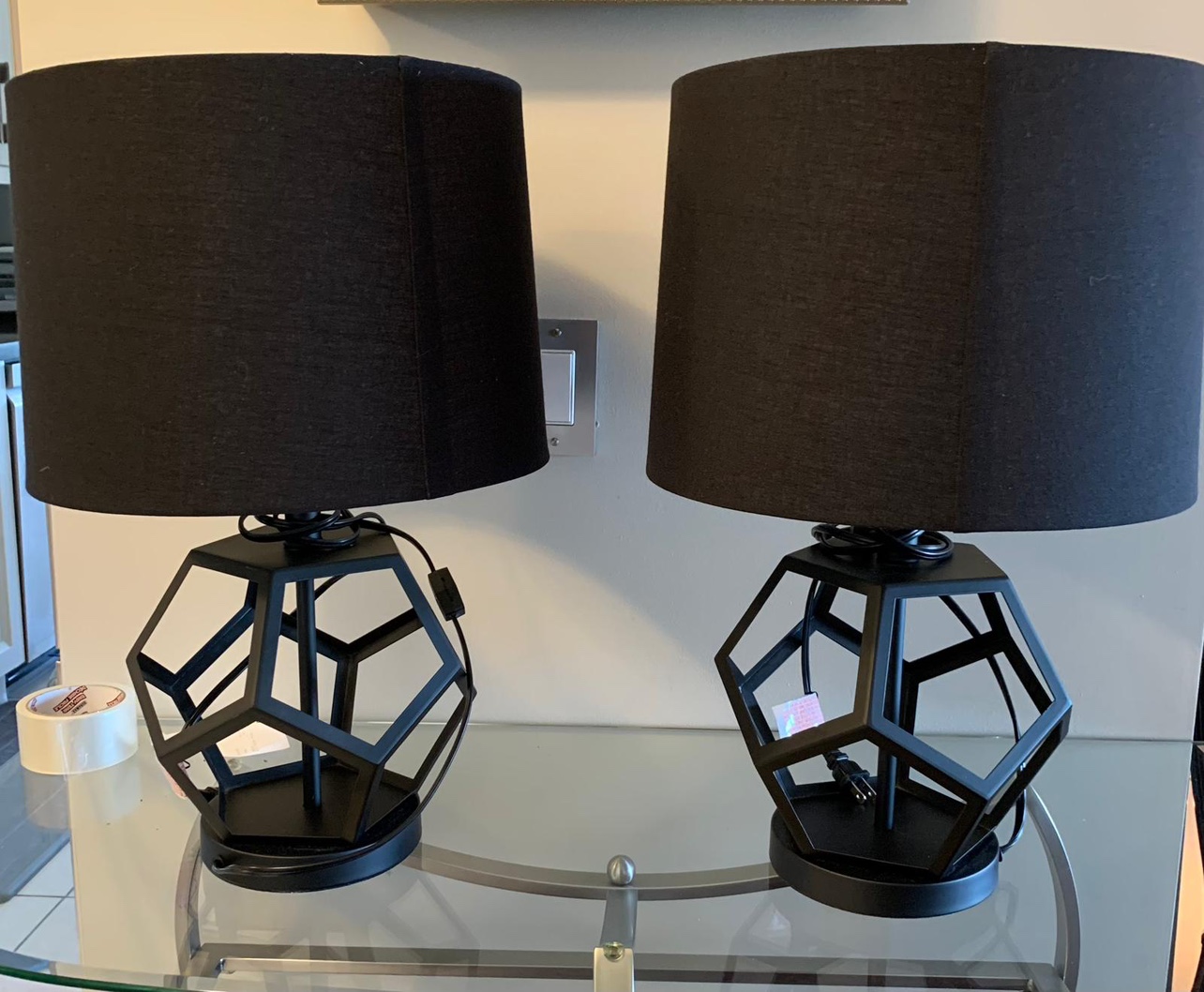 Set of 2 Black Geometric Table Lamps - photo 2