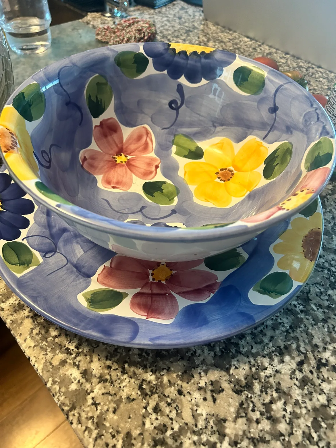 Floral Serving Bowl and Plate Set thumbnail
