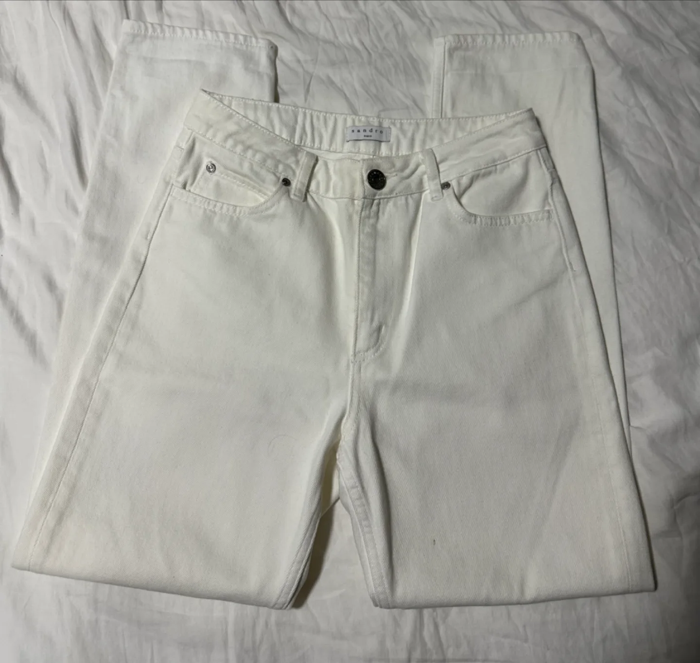 SANDRO White high waist Straight Jeans image indicator(2)