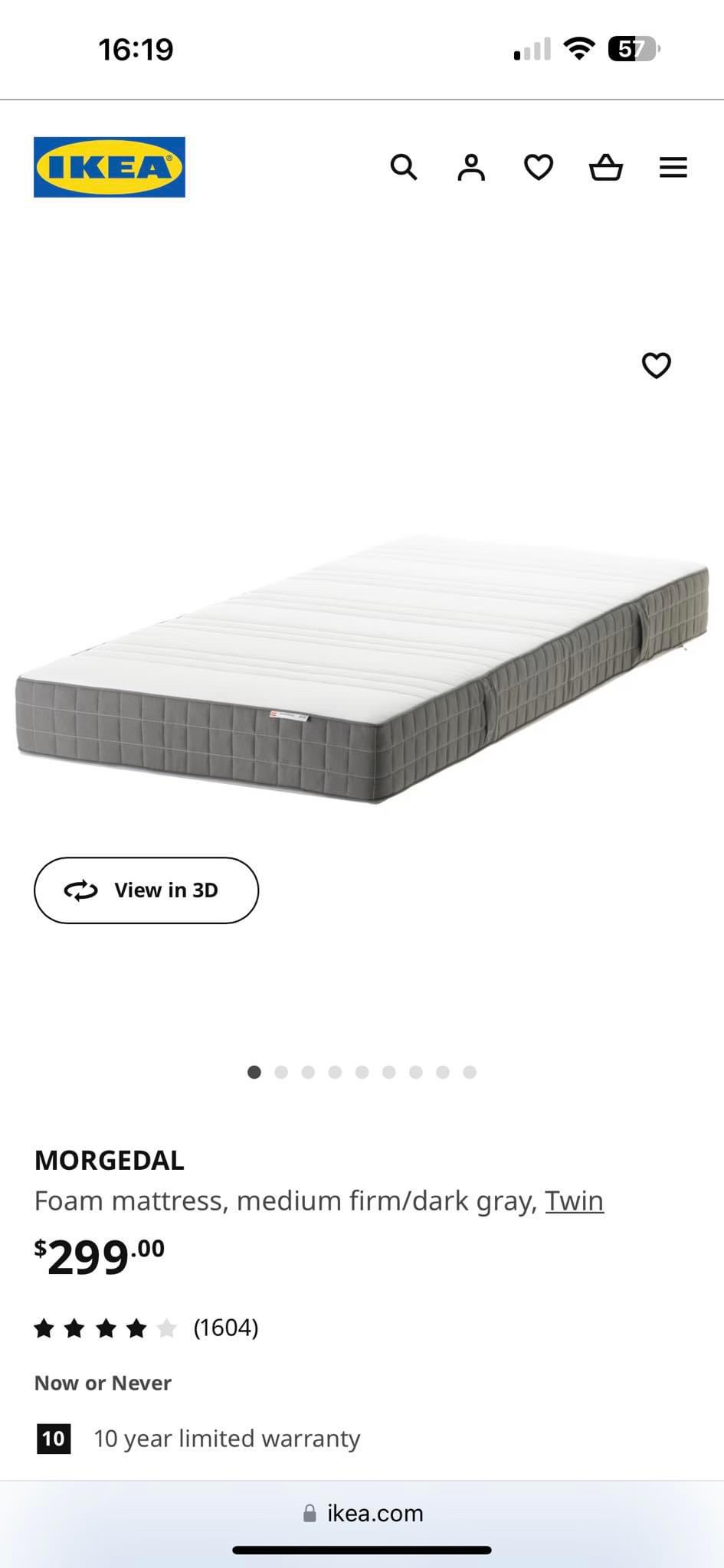 IKEA MORGEDAL Twin Mattress